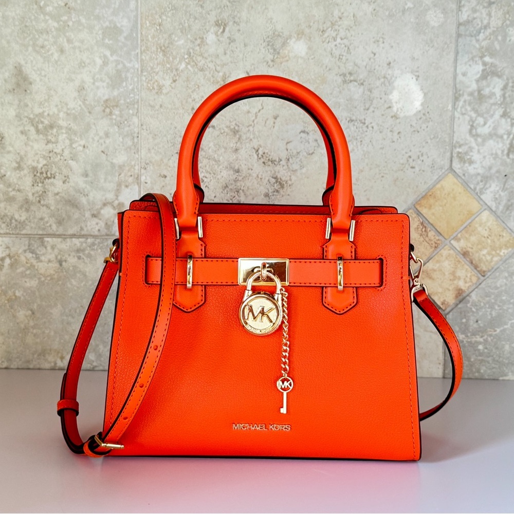 Michael Kors Hamilton Small Satchel Shoulder Crossbody Bag Poppy